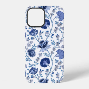 Funda Para iPhone 12 Floral Jacobeo Gran Patrón Azul sobre Blanco