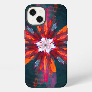 Floral Mandala Flores Naranja Azul Rojo Resumen