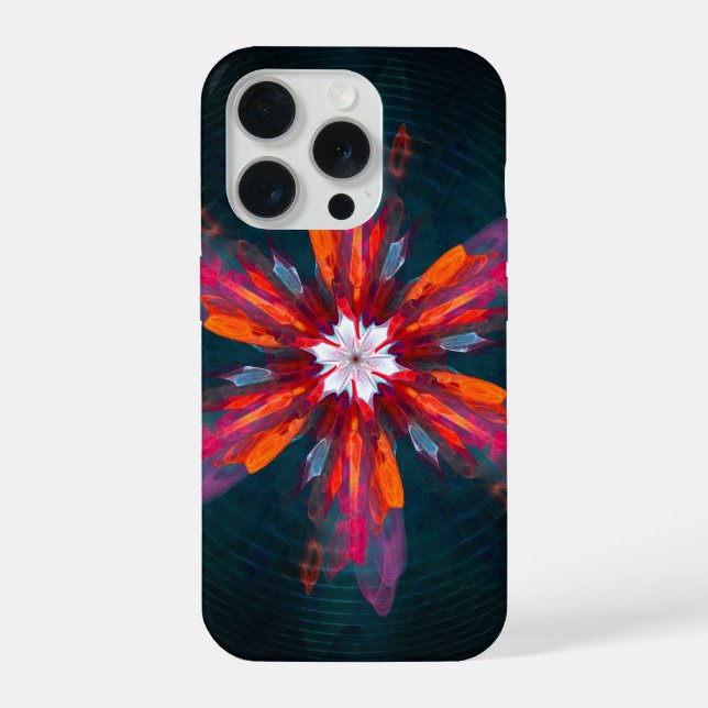 Funda Para iPhone Floral Mandala Flores Naranja Azul Rojo Resumen (Reverso )