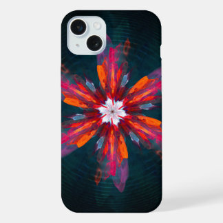 Floral Mandala Flores Naranja Azul Rojo Resumen