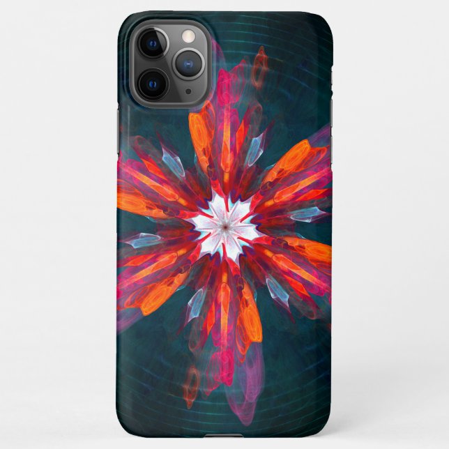 Funda Para iPhone Floral Mandala Flores Naranja Azul Rojo Resumen (Reverso)