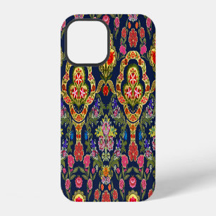 Funda Para iPhone 12 Floral mogol étnica: patrón sin foco azul