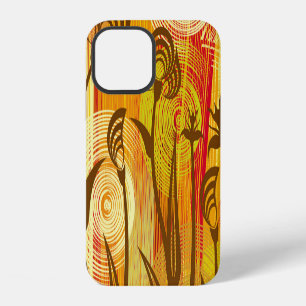Funda Para iPhone 12 Floral naranja: patrón de fondo vibrante