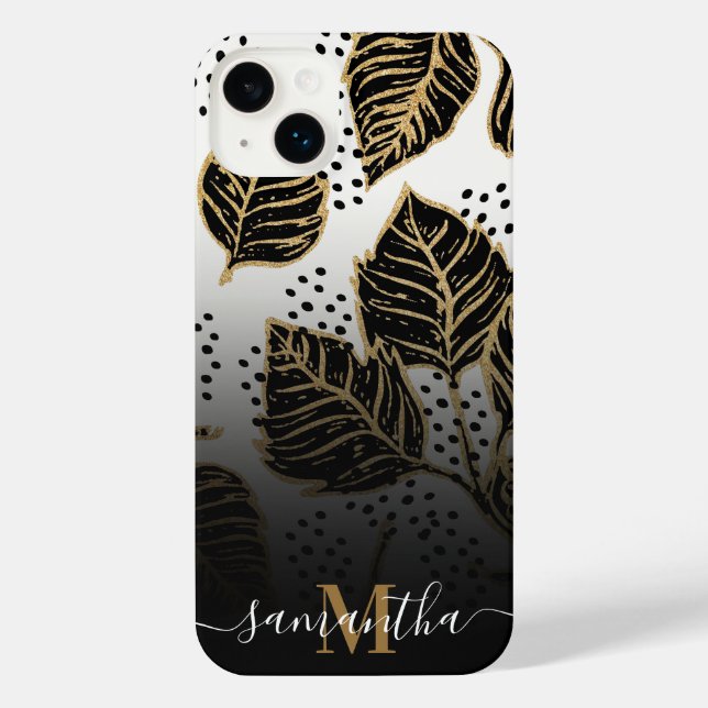 Funda Para iPhone Floral negra y dorada (Reverso )