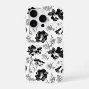 Funda Para iPhone 16 Pro Floral, negro y blanco