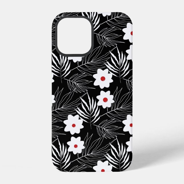 Funda Para iPhone Floral negro y blanco (Reverso )