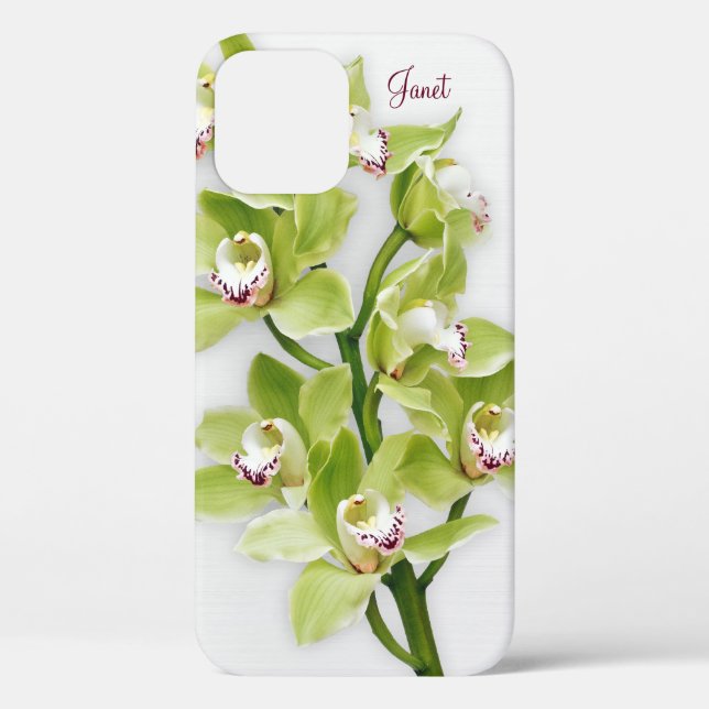 Funda para iPhone Floral Orquídea Verde Cymbidium  (Reverso )