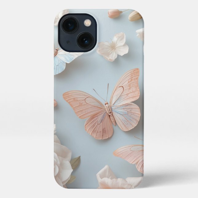 Funda Para iPhone Floral Pastel Butterflies Phone Cover (Reverso )