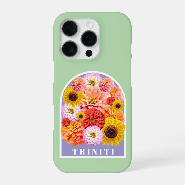 Funda Para iPhone Floral Pastel Sage Green Custom Name Wildflowers (Reverso)
