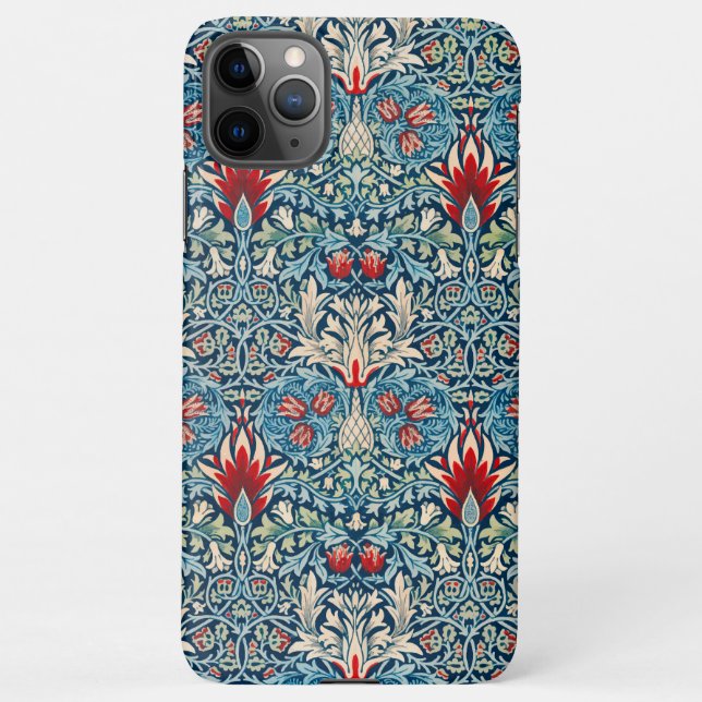 Funda Para iPhone Floral pattern on green leaves blue background (Reverso)