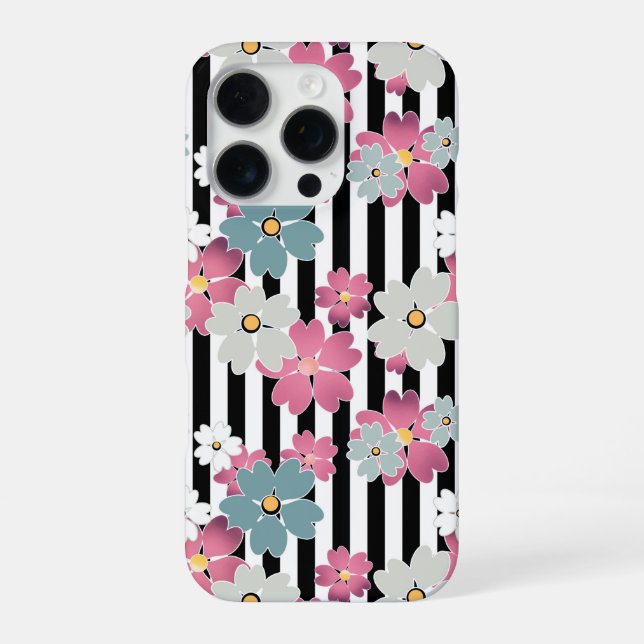 Funda Para iPhone Floral, rayado (Reverso)