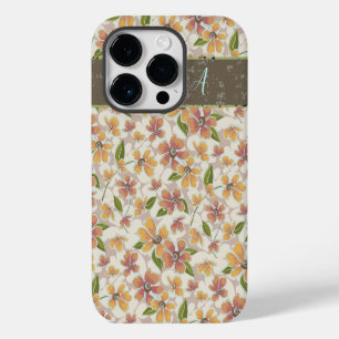 Funda Para iPhone 14 Pro Floral Retro Tropical con Monograma