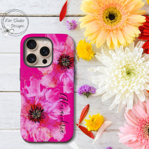 Funda Para iPhone 16 Pro Floral rosa brillante personalizada