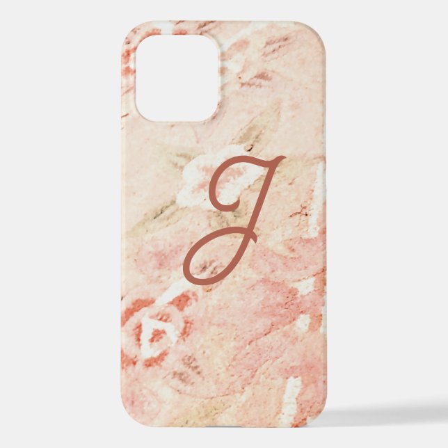 Funda Para iPhone Floral rosa suave monogramado (Reverso )