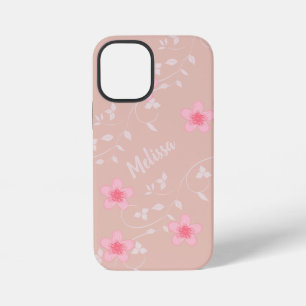 Funda Para iPhone 12 Mini Floral rosada beige