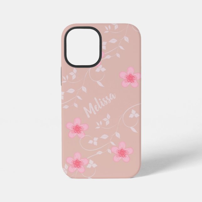 Funda Para iPhone Floral rosada beige (Reverso )