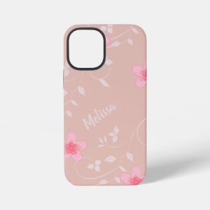 Funda Para iPhone 12 Mini Floral rosada beige