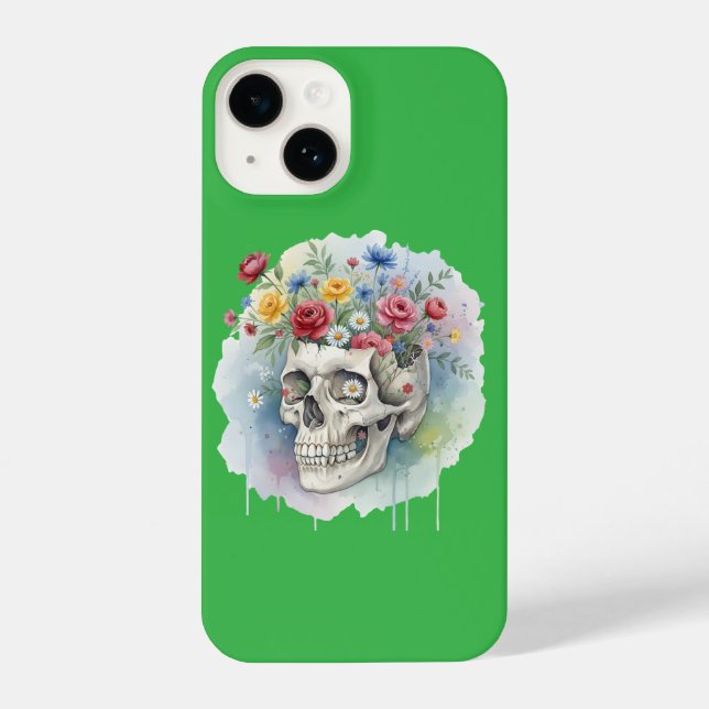 Funda Para iPhone Floral Skull Artistic iPhone Case | Bold and Creat (Reverso )