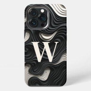 Funda Para iPhone 13 Pro Floral Vintage en Blanco y Negro
