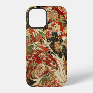 Funda Para iPhone 12 FLORALES JAPONESES ANTIGUOS Rojo Verde Negro