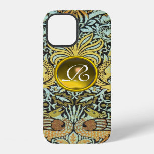 FUNDA PARA iPhone 12 FLORALES,PAVOS REALES Y DRAGONES MONOGRAMA DE GEMA