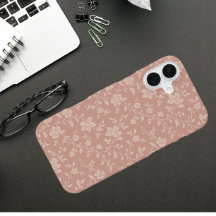 Funda Para iPhone 16 Plus Florales Vintage Rosa Polvo Elegantes Románticos