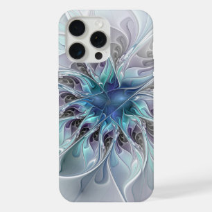 Florecer Abstracto Moderno Floral Fractal Con Azul