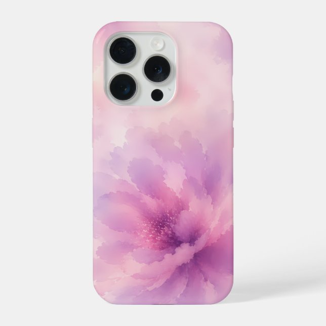 Funda Para iPhone Florecimiento abstracto de lavanda rosa acuarela (Reverso )