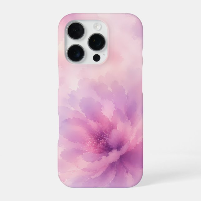 Funda Para iPhone Florecimiento abstracto de lavanda rosa acuarela (Reverso)