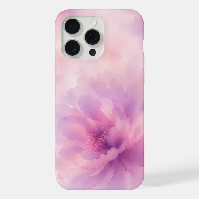 Funda Para iPhone Florecimiento abstracto de lavanda rosa acuarela (Reverso )