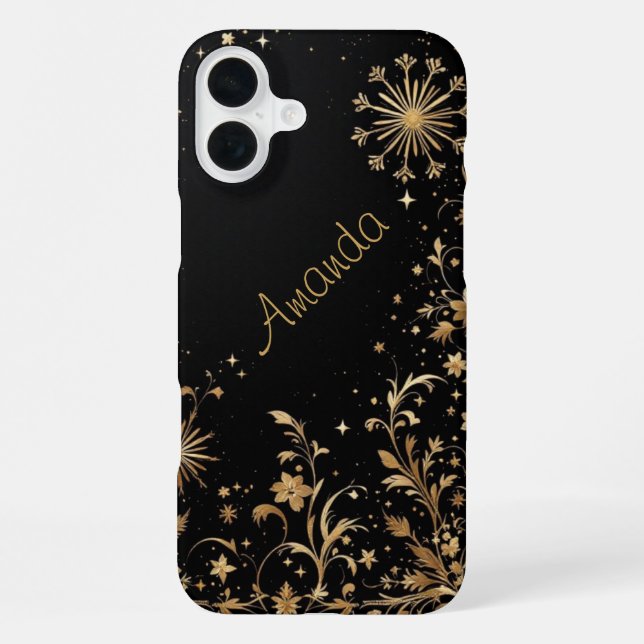 Funda Para iPhone Florecimiento de Oro Negro (Reverso )