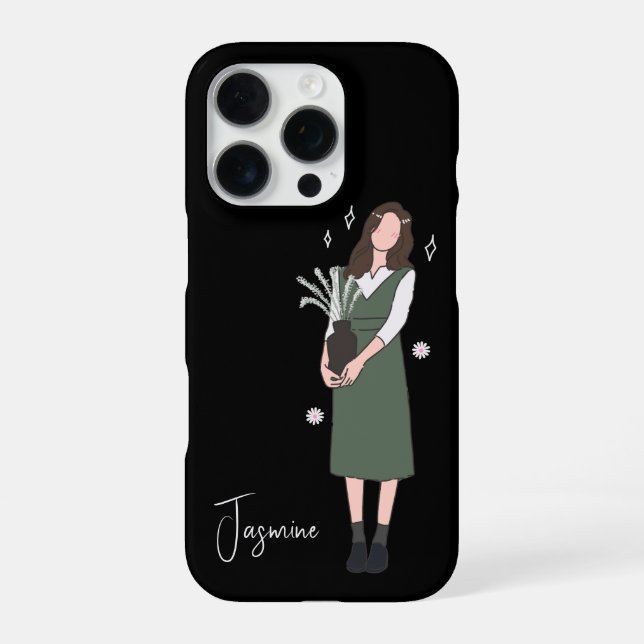 Funda Para iPhone Florecimiento Verde Personalizable (Reverso)