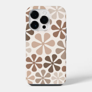 Funda Para iPhone 14 Pro Flores Abstractas (B) Crema De Taupe Marrón