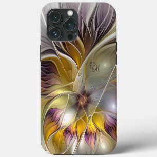 Funda Para iPhone 13 Pro Max Flores abstractas coloridas iniciales modernas fra