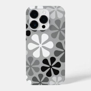 Funda Para iPhone 14 Pro Flores abstractas gris blanco negro