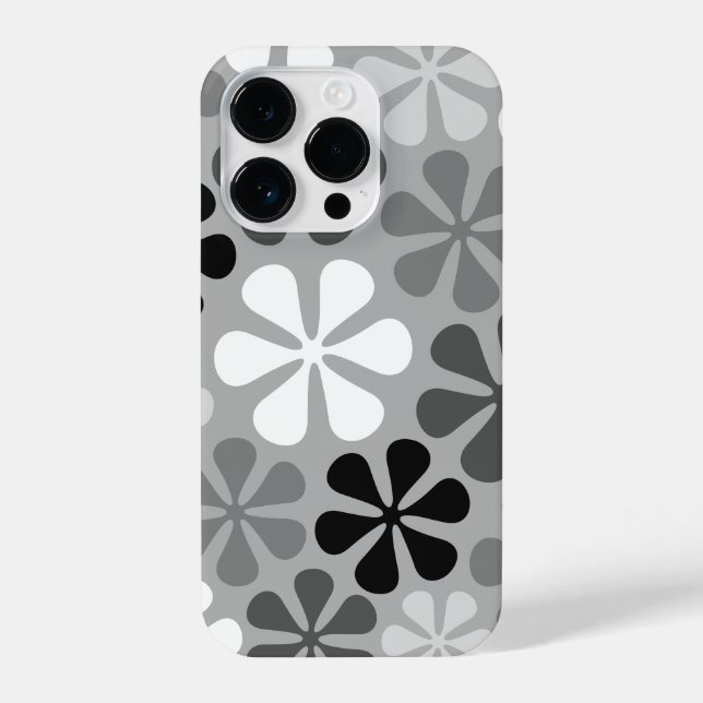 Funda Para iPhone Flores abstractas gris blanco negro (Reverso )
