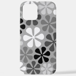Funda Para iPhone 12 Pro Max Flores abstractas gris blanco negro