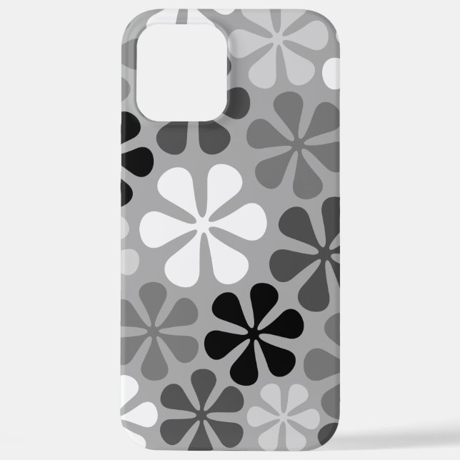 Funda Para iPhone Flores abstractas gris blanco negro (Reverso )