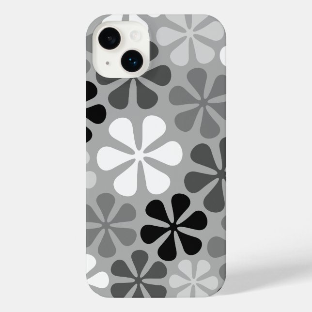 Funda Para iPhone Flores abstractas gris blanco negro (Reverso )