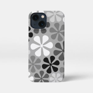 Funda Para iPhone 13 Mini Flores abstractas gris blanco negro