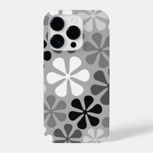 Funda Para iPhone 14 Pro Flores abstractas gris blanco negro