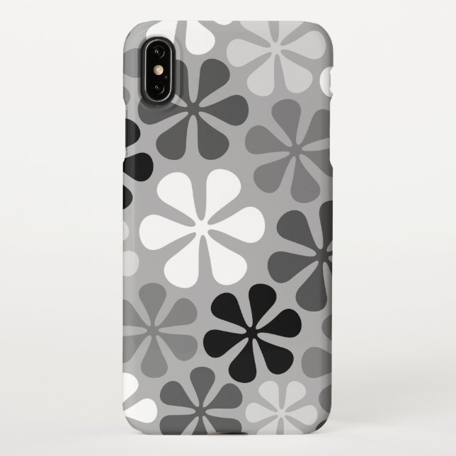 Funda Para iPhone Flores abstractas gris blanco negro (Reverso)