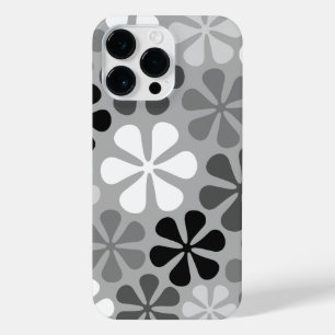 Funda Para iPhone 14 Pro Max Flores abstractas gris blanco negro
