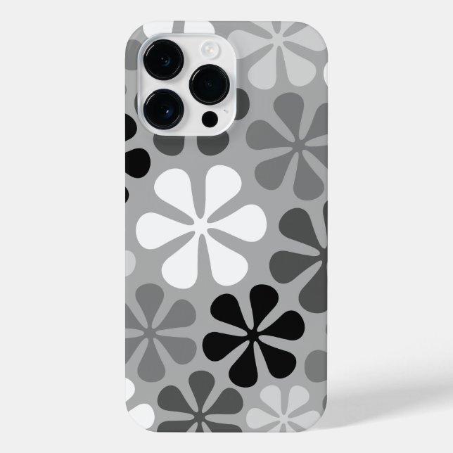 Funda Para iPhone Flores abstractas gris blanco negro (Reverso)