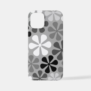 Funda Para iPhone 12 Mini Flores abstractas gris blanco negro