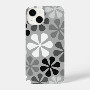 Funda Para iPhone 14 Flores abstractas gris blanco negro