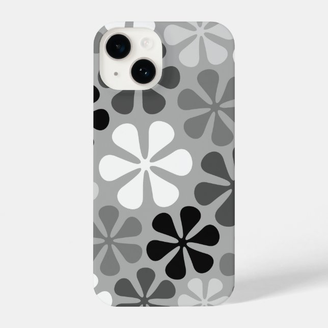 Funda Para iPhone Flores abstractas gris blanco negro (Reverso )