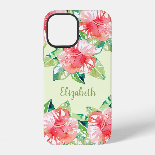 Funda Para iPhone Flores Acuarela Tropicales (Reverso )