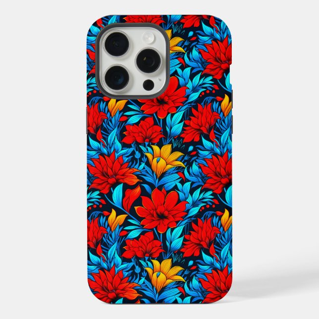Funda Para iPhone Flores amarillas rojas florales Patrón-13075 (Reverso )