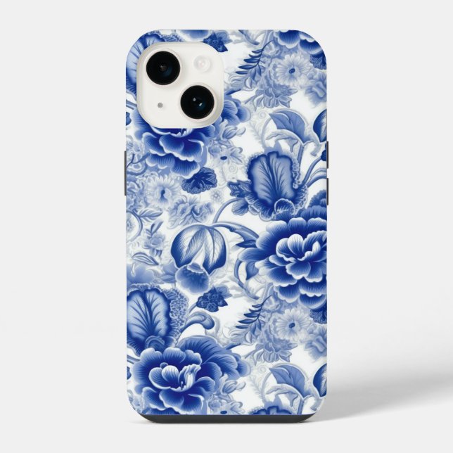 Funda Para iPhone Flores azul índigo (Reverso )